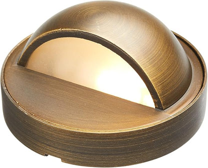 VOLT Cast Brass 12V Deck Light (Bronze) with 3W 2700K Warm White G4 LED Bulb for Low Voltage Landscape Lighting on Outdoor Patio, Railing, Step, Fence & Dock