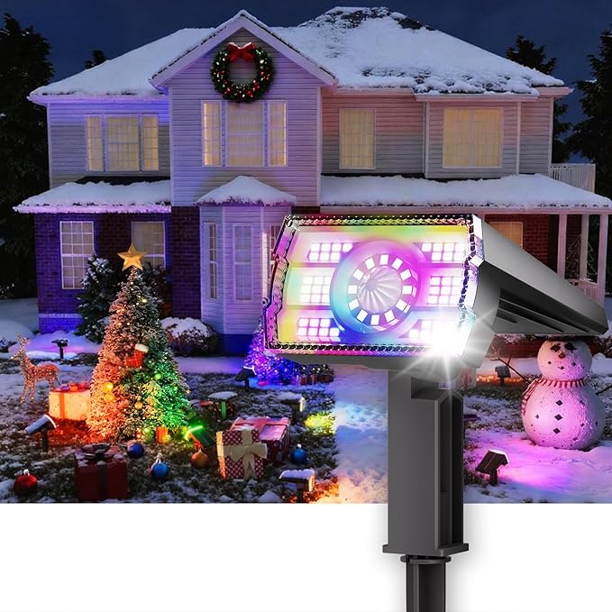12 Pack - Solar Christmas Lights Outdoor Waterproof,6 Color Changing Spotlights &10 Modes, IP67 Waterproof,105° | Lumora