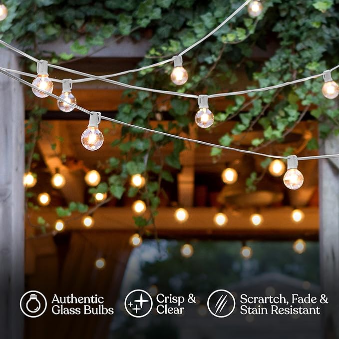 Brightech Ambience Pro LED String Lights - 26 Ft Commercial Grade Patio Lights Outdoor Waterproof with One Extra | Lumora