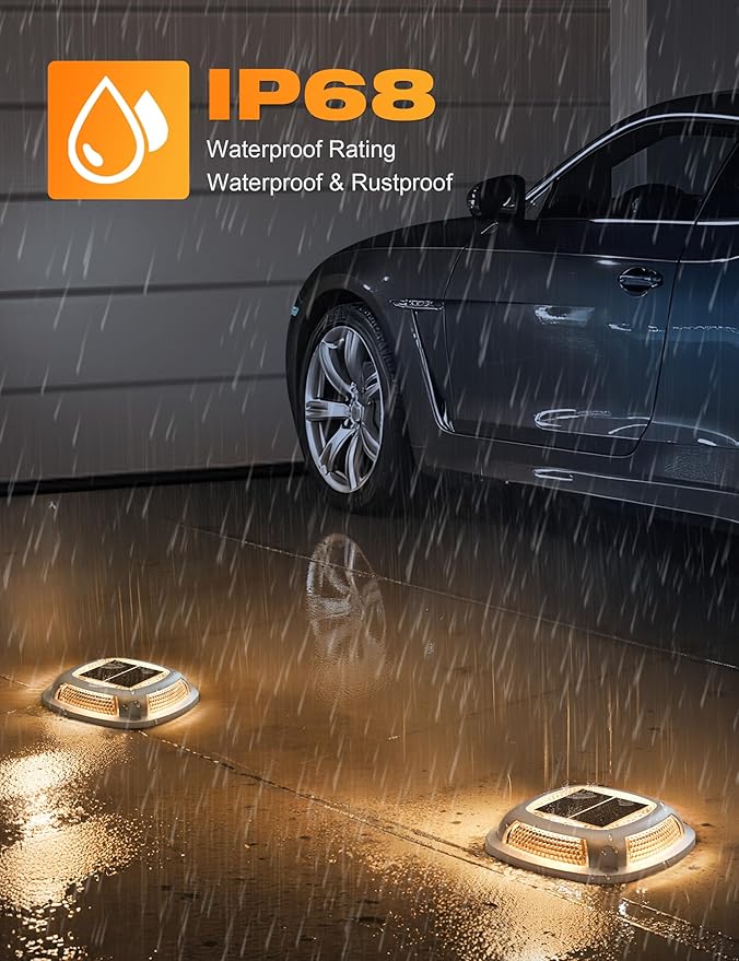 VOLISUN Solar Driveway Lights 8 Pack Waterproof Dock & Deck Marker Lights,2-in-1 Warm White & White LED,IP67 | Lumora