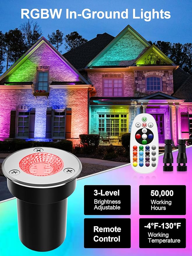 ZUCKEO RGB Low Voltage Landscape Lights LED Color Changing Well Lights, Outdoor In Ground Light Waterproof Accent | Lumora