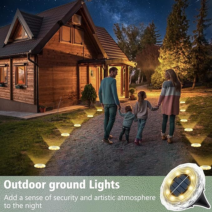 echosari Solar Ground Lights 6 Pack, Upgraded Solar Garden Lights Auto ON/Off Landscape Lighting Outdoor In-Ground Lights Waterproof Long Lasting for Pathway Walkway Patio (Warm White)