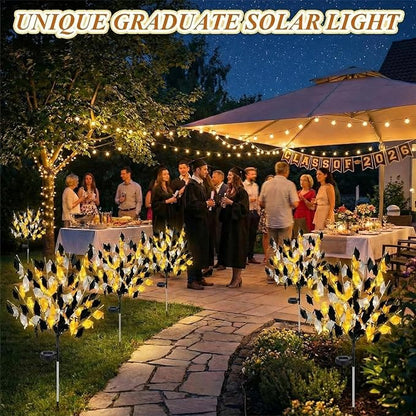 VIHOSE 2 Pack 2026 Graduation Decorations Solar Stake Lights - Gold Black Silver Grad Cap LED Yard Sign, Ip65 Waterproof Solar Powered Outdoor Lights for Class of 2026 Party Lawn Pathway Patio Decor