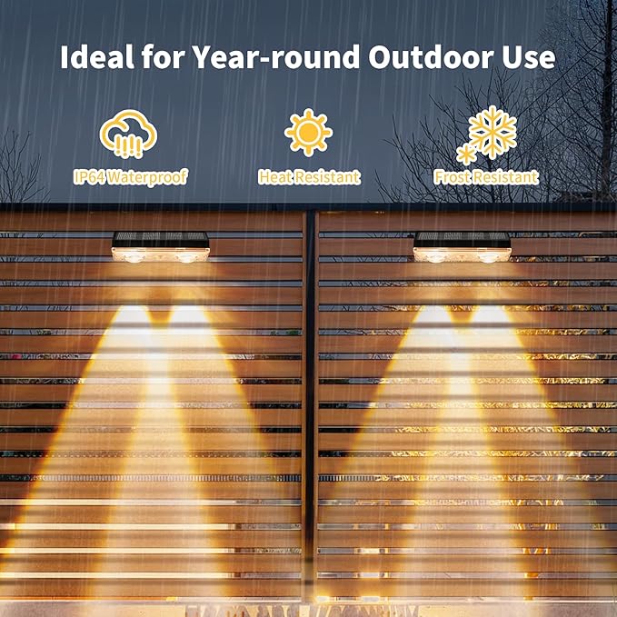 Solar Fence Light Outdoor, 12 Pack LED Solar Light, 3000K 50 Lumens with Waterproof, Auto Switch 12+Hours Dawn to | Lumora