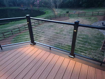 GKOLED 6-Pack Slim Square Low Voltage Deck Post Lights, Outdoor Step Lights, 12V Fence Railing Lighting Fixtures, Die-cast Aluminum, Black, 3000K