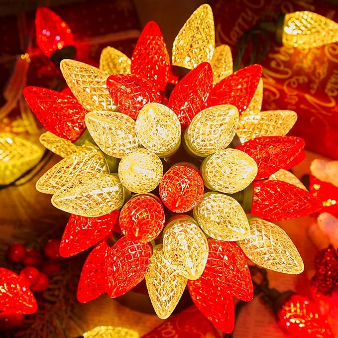 C9 LED Christmas String Lights, 66 ft 100 LED Strawberry Roof Lights, Commercial Grade Waterproof Extendable for | Lumora