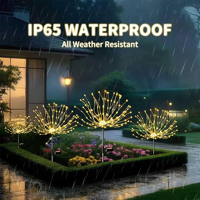 Solar Garden Lights Outdoor Waterproof (2 Pack),Solar Landscape Lighting,420LED Firework,Lights for Garden, Pathway, Party & Christmas,Multicolor
