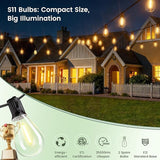 150FT Solar String Lights Outdoor with Remote, USB, Timer & 62 Shatterproof Bulbs, 2200K Soft Warm White, Dimmable | Lumora