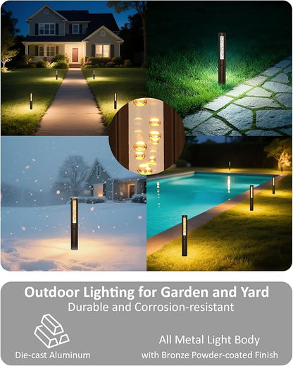 Low Voltage Path Lights, 12V 3W Wired LED Low Voltage Landscape Bollard Lights for Outdoor Pathway Walkway Garden Yard, 2200K/2700K/3000K/4000K/5000K, Aluminum, Bronze, 4PK