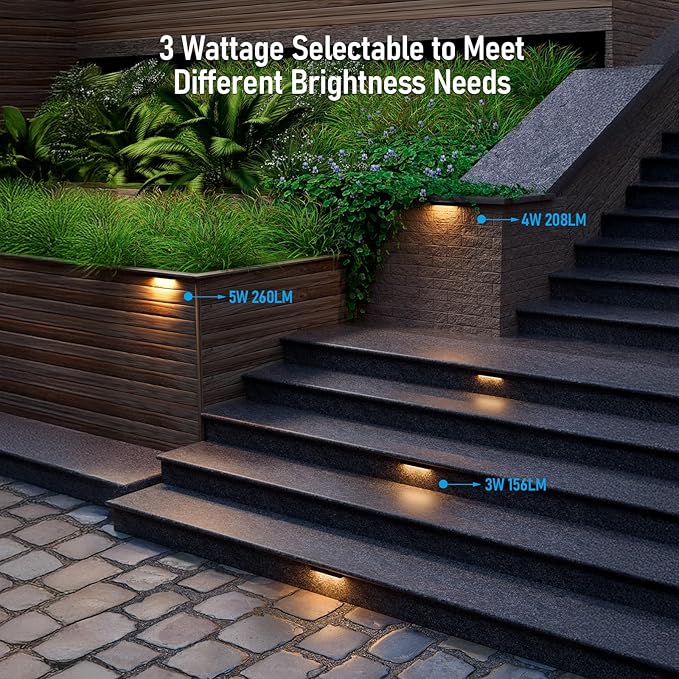 LEONLITE 12-Pack 7 Inch LED Hardscape Lighting, Update Retaining Wall Lights, 3W/4W/5W Dimmable Outdoor Step Lights, 12-24V AC/DC Paver Light Low Voltage, LED Landscape Lighting, 2700K Soft White, ETL
