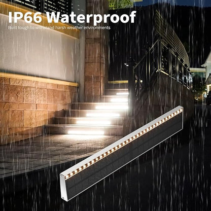 Solar Step Lights for Outside, 33 Focused-Beam High-Brightness LEDs, Waterproof Aluminum Outdoor Stair Light for Risers, Curbsides, Poolsides, Planter Edges (Warm White, 6Pack)