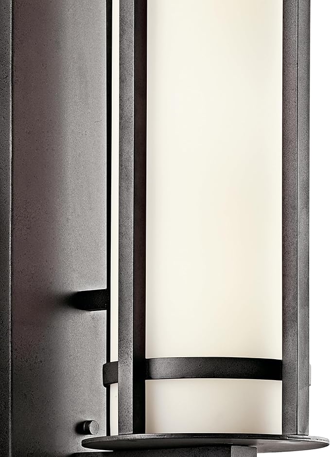 Kichler Camden 22.5" 2 Light Outdoor Wall Light with Opal Etched Glass in Anvil Iron | Lumora
