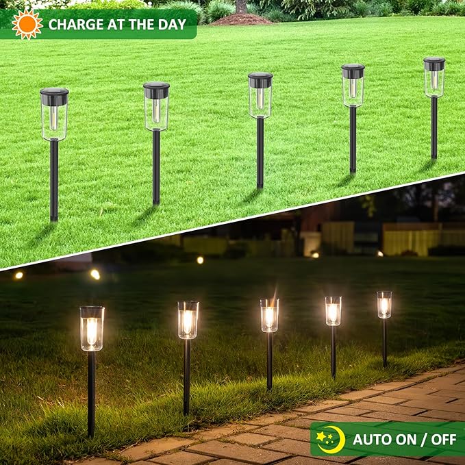 Solar Deck Lights 8 Pack + Solar Pathway Lights Outdoo 8 Pack