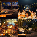 100FT LED Outdoor String Lights with 60+4 Waterproof Bulbs(1.5FT Bulbs Spacing), Remote & Dimmer, Commercial Grade | Lumora