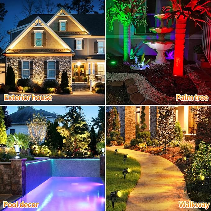 OurLeeme Lawn Flood Light Stake, 2-in-1 Waterproof Outdoor Remote controlle Landscape Lighting Spotlight Wall Light | Lumora