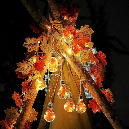 Maple Bulbs String Lights,10 LEDs Clear Bulb Lights Battery Powered-Indoor/Outdoor Fairy Lights for Patio,Café Bars,Garden Bedroom Pergola Umbrella Wedding Party Decoration