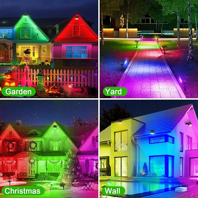 LANSOW Solar Spot Lights Outdoor Color Changing, [7 Modes/8 Pack] Christmas Landscape Spotlights, Solar Lights | Lumora