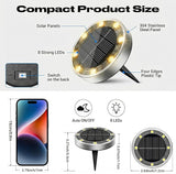 Peasur Solar Ground Lights Outdoor, 8 Pack Flat Solar Powered Disc Lights, IP68 Waterproof, Anti-Rust, Landscape | Lumora