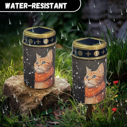 Starry Sky Cat Garden Stake Light, Solar Lights for Cemetery Grave,Solar Pathway Lights Outdoor,Lawn Yard Patio Garden Decor Environment Friendly
