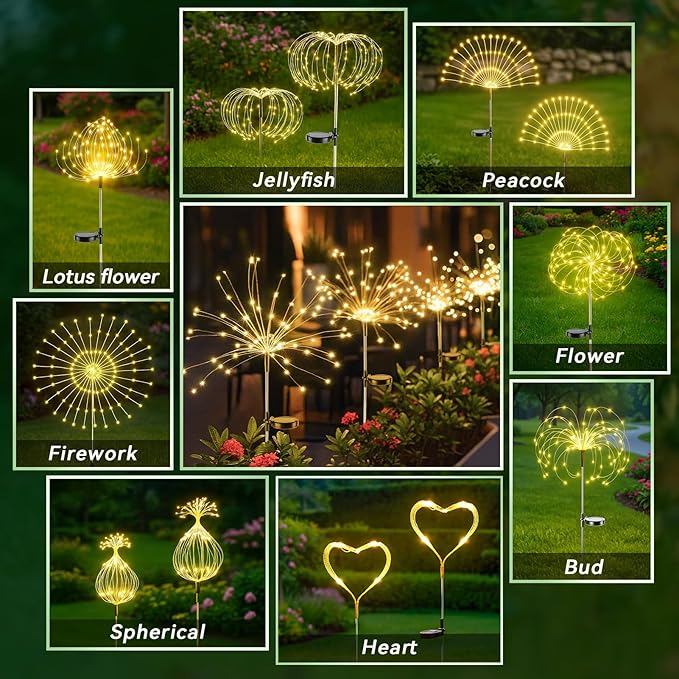 Dream Master Solar Garden Firework Lights, 120 LED, Waterproof, 8 Lighting Modes - Outdoor Security Flood Light | Lumora