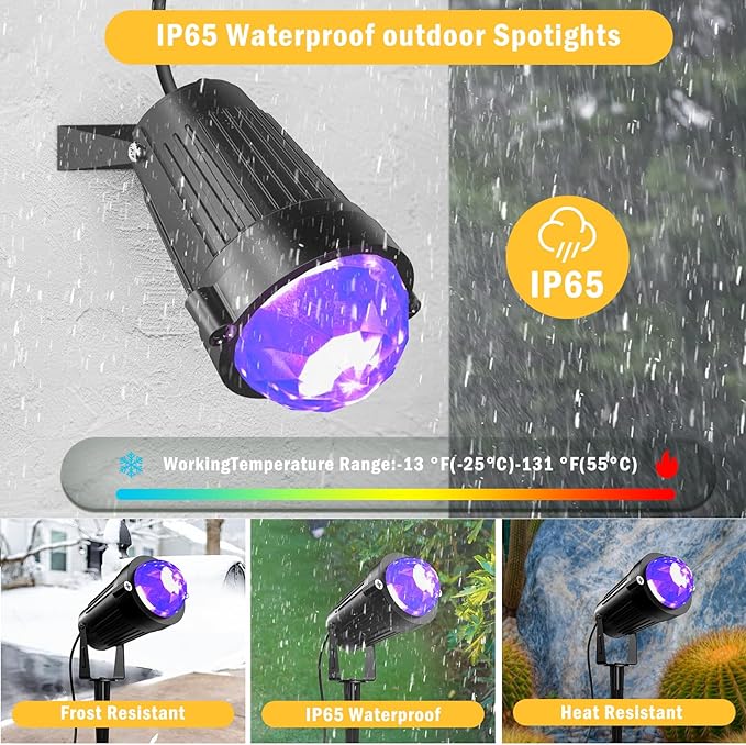Christmas Halloween LED Spot Lights Outdoor Black Light Projector, 12W Color Changing Landscape Lighting Wired 120V | Lumora