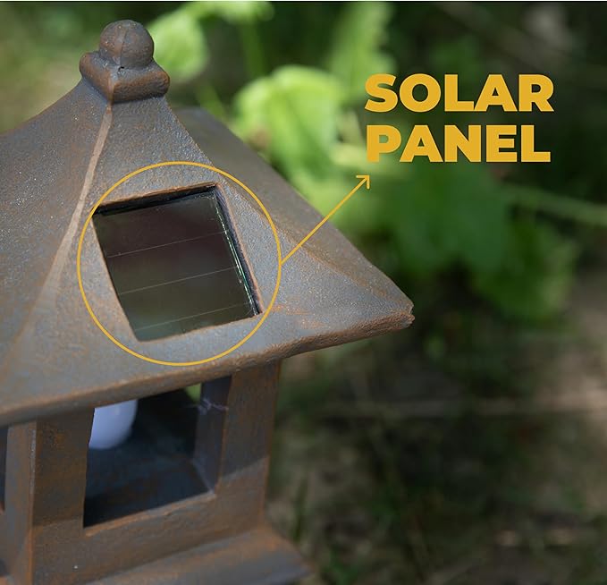 VP Home Pagoda Garden Statues Outdoor, Solar Powered Statue Japanese Garden Decor, Outdoor Zen Garden Lantern, Flickering LED Garden Light (Harmony Pagoda)