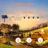 Stright Solar String Light for Outside 120FT with with USB Charging & Remote, Weatherproof Shatterproof LED G40 | Lumora