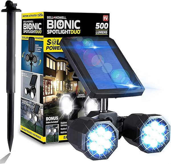 Bell+Howell Bionic Spotlight Duo Deluxe Solar Lights: Effortless Outdoor Illumination, Motion Sensor, Super Bright | Lumora