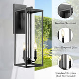 Bestshared Large Outdoor Wall Sconce, 24'' Modern Black Outdoor Wall Lantern, 3-Light Clear Glass Porch Light | Lumora