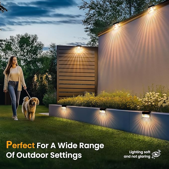 SOLPEX Solar Deck Lights Outdoor,Solar Fence Lights Waterproof Led Light for Outdoor Stairs,Step,Patio,Yard,Garden,Balcony and Porch,8 Pack Shell-Like Light Spots(Black Shell,Warm White&RGB)