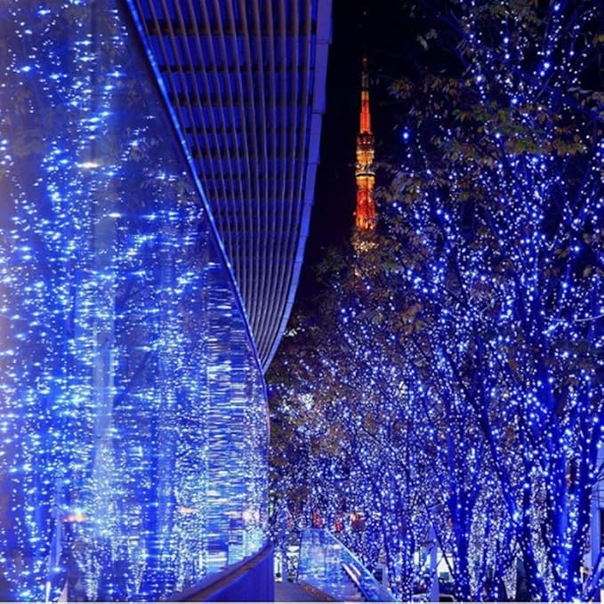 Fairy Lights Outdoor String Lights 33ft 100 LED with Memory Modes Controller, Extendable Christmas Lights Decorations for Wedding, Ramadan, Christmas, Valentine, Party, Patio, Indoor Outdoor (Blue)
