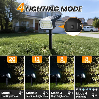 Fabrito Solar Spot Lights Outdoor 4 Pack, [108Leds, 4 Modes] Auto On/Off Spotlights, IP67 Waterproof Landscape Lights for Tree, Yard, Patio, Pool, Pathway, Driveway, Cold White