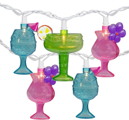 Northlight Cocktail Glasses Patio Light Set - Multi-Color - 7.25' White Wire - 10ct