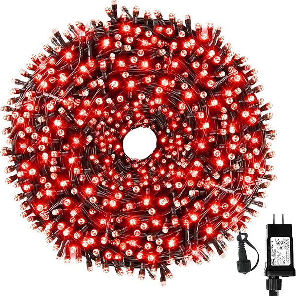 105FT 300LEDs Christmas Lights Outdoor Indoor 8 Modes for Christmas Tree Party Decoration, 100% UL Listed (Red, 105 | Lumora