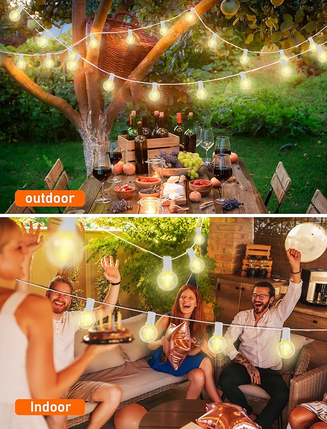 25Ft LED String Lights Outdoor, G40 Globe Patio Lights with 27 Shatterproof LED Bulbs, Waterproof Dimmable Hanging | Lumora