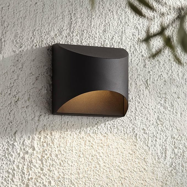 Possini Euro Design Ratner Modern Outdoor Wall Light Fixture Black LED Downlight Dark Sky 5 1/2" for Exterior Barn | Lumora