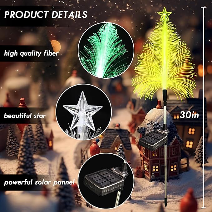 KBG Christmas Tree Solar Garden Lights Outdoor, 7 Color Changing Solar Christmas Trees Lights Waterproof Outdoor | Lumora