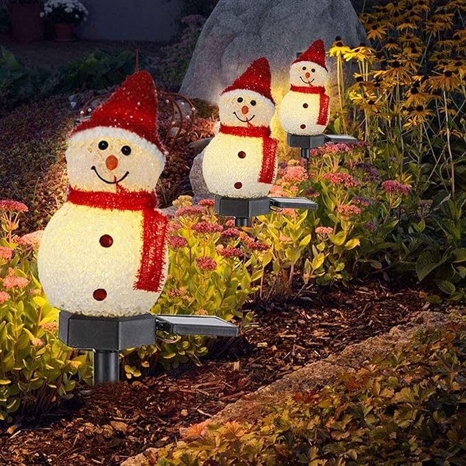 Solar Lights Christmas Solar Powered LED Light Decor Outdoor Garden Stake Lamps Xmas Yellow