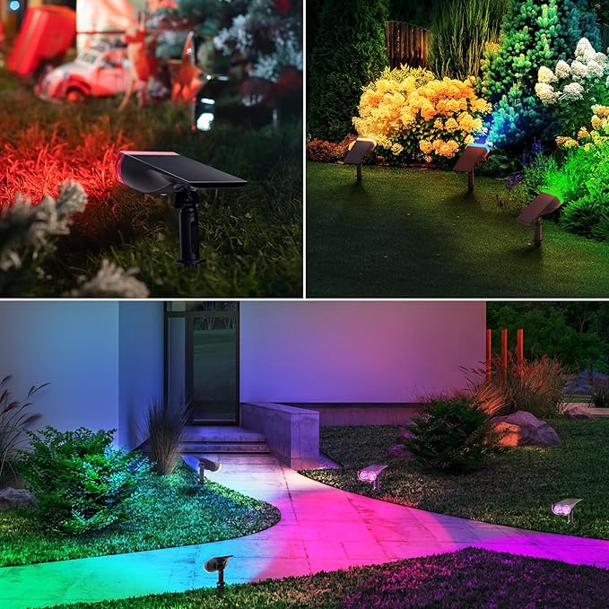 Linkind Solar Lights Outdoor Waterproof IP65, StarRay RGB Solar Spot Lights Outdoor, Color Changing Outdoor Solar | Lumora