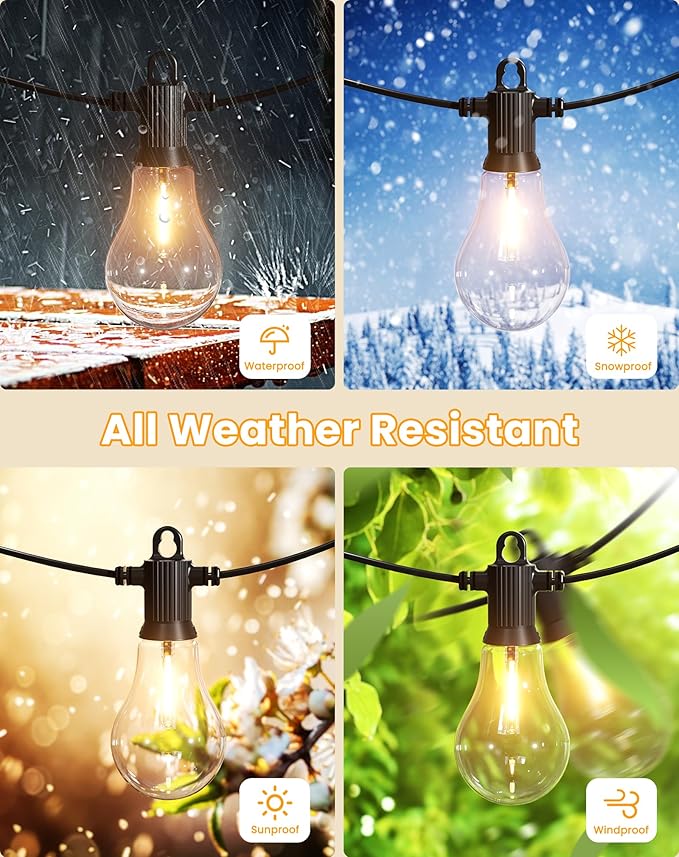 Outdoor String Lights, 50FT LED Patio Lights with 25+2 A45 Vintage Edison Shatterproof Bulbs, Waterproof | Lumora