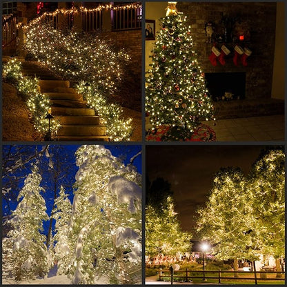 200 Count Warm White LED Christmas Lights, 66 ft Green Wire UL Certified Commercial Grade Holiday String Light Set (Warm White)