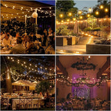 104FT(98+6) Solar String Lights Outdoor Waterproof, Solar Powered Patio Light with 30+2 Dimmable S14 Edison Bulbs | Lumora