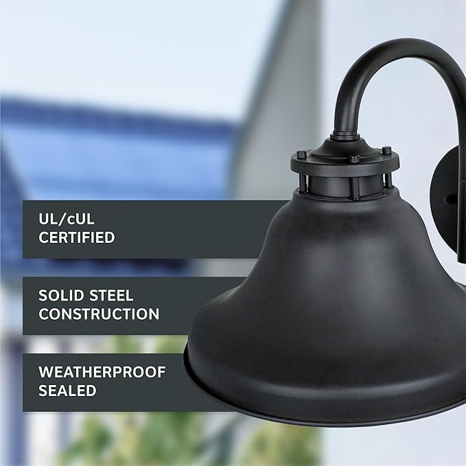 DESIGNERS FOUNTAIN Bayport Outdoor Light Fixture, 10.25 Inch Exterior Wall Lantern Sconce for Front Door, Patio and Porch, Bronze, 31331-BZ
