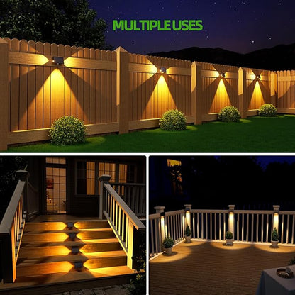 JSOT Solar Fence Lights Outdoor - 8 Pack Waterproof Deck Stair Step Light 5 Lighting Modes for Backyard Garden Wall Outside Patio Decor (Warm Light)