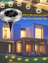 Solar Ground Lights for Outdoor Garden – 8 LED Waterproof Disk Lights, Warm White In-Ground Landscape Lighting for | Lumora