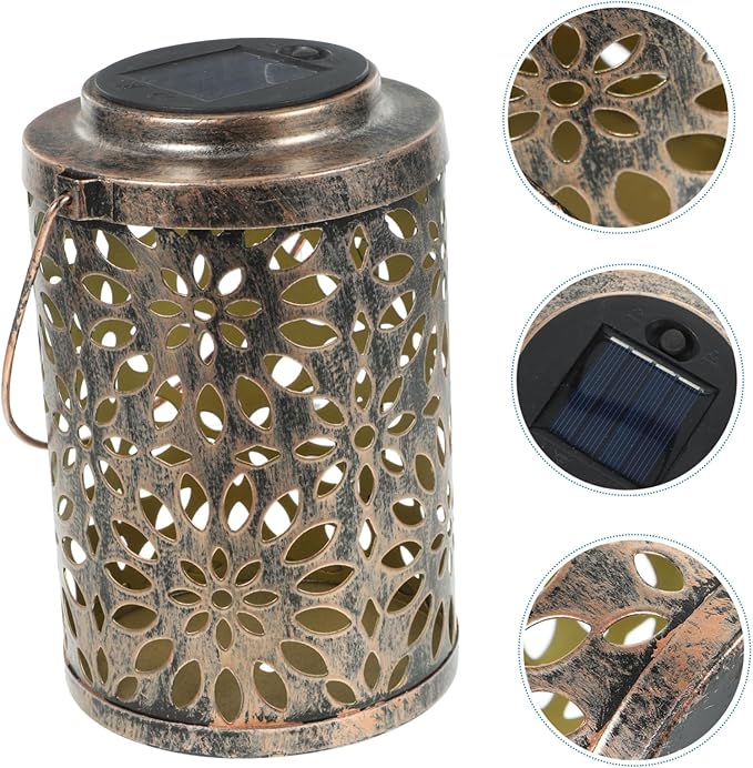 Uonlytech 1pc Outdoor Solar Lantern Hollow Out Pattern Projection Light for Garden Hanging Decor Unique for Friends Family Solar Powered Outdoor Use