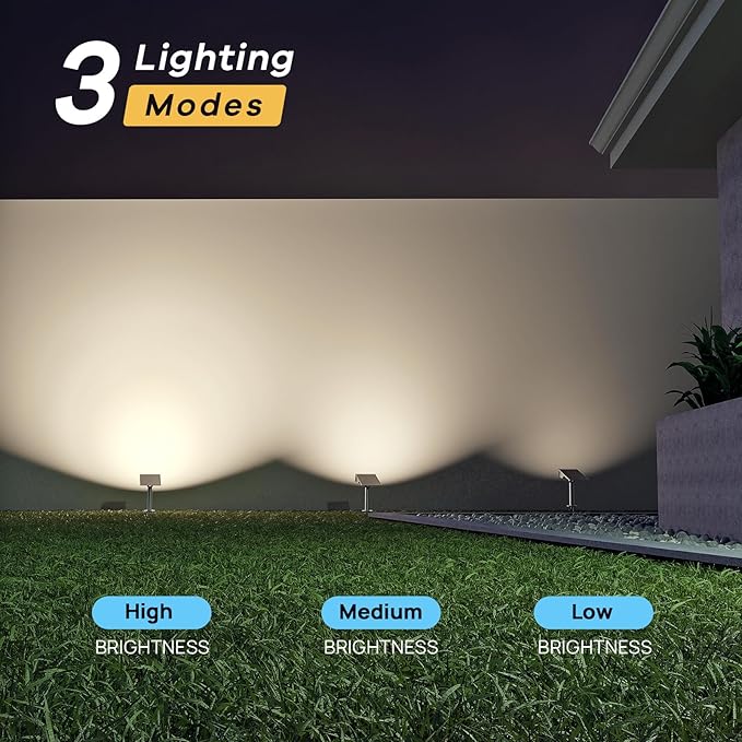 Consciot Solar Spot Lights Outdoor, 4 Pack, White, 600 Lumens, IP65 Waterproof, 6500K Daylight, Solar Landscape | Lumora