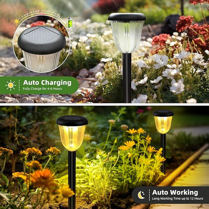 Waterproof Solar Pathway Lights Outdoor - 8 Pack Landscape Light Solar Powered 2 Lighting Modes RGBW, Auto On/Off Garden Lights for Outside, Yard, Patio Walkway Driveway