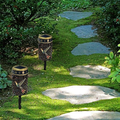 Hummingbird Cemetery Solar Powered Lights Auto On/Off Solar Garden Stake Lights Landscape Lights Cemetery Decorations for Grave Outdoor Lights for Loss of Loved One