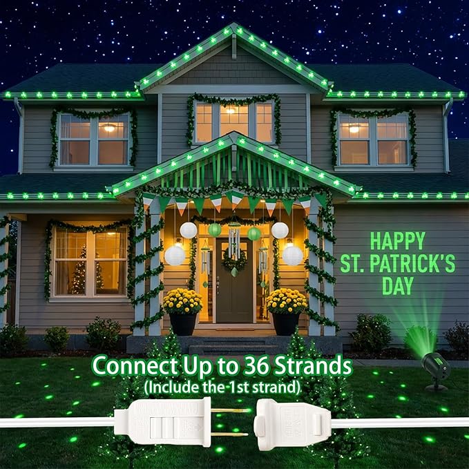 20Ft St Patrick's Day Lights Outdoor, Shamrock String Lights Plug in with 22 Shattproof LED Bulbs for Indoor and Outdoor Home Bar Garden Saint Patrick's Day Decor